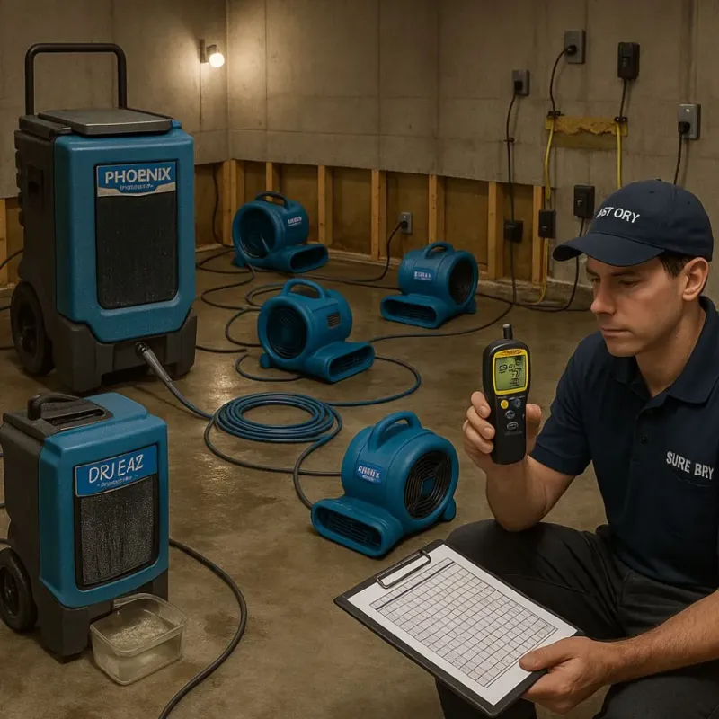 Structural Drying and Dehumidification process in Conway, AR